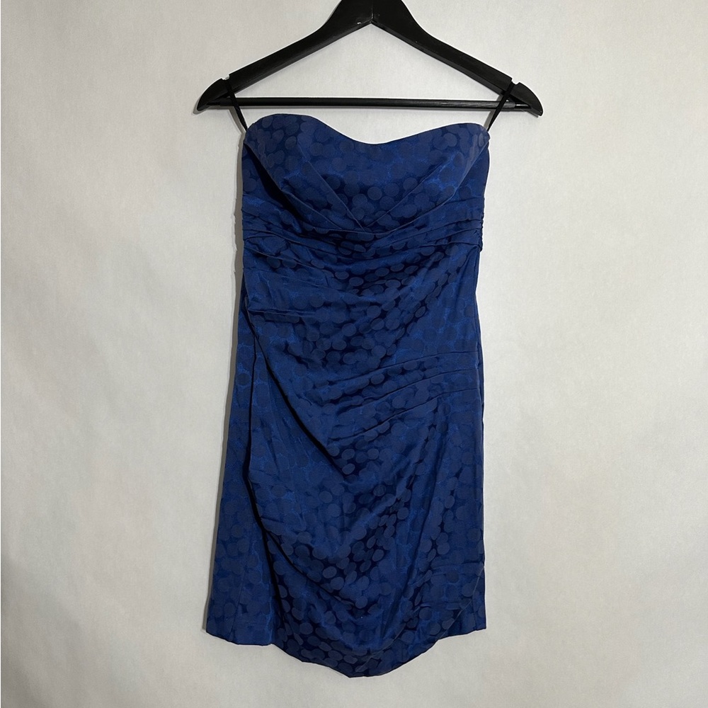 Ruby Rox Blue Strapless Bow-Back Polka Dot Party … - image 2